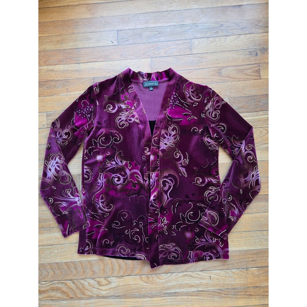 Velvet cardigan top and tank attached Elementz size medium purple black